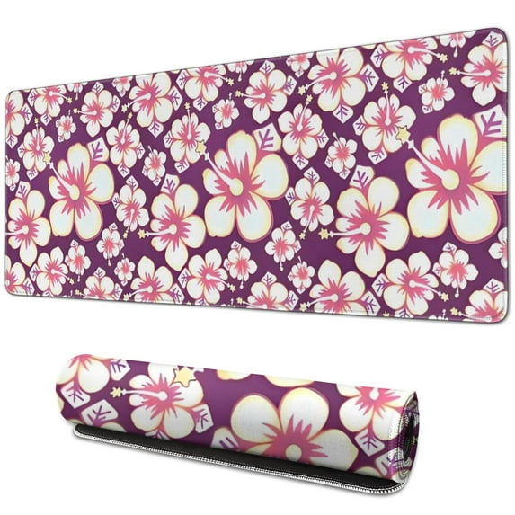 Long Mouse Pads for Desk,Pioneer Flower Floral Print Pattern Desk Mats on Top Of Desks, Desk Mouse Pad Extra Large with 3mm Non-Slip Base and Stitched Edge for Gaming,Office,Work,Home 31.5"x11.8"