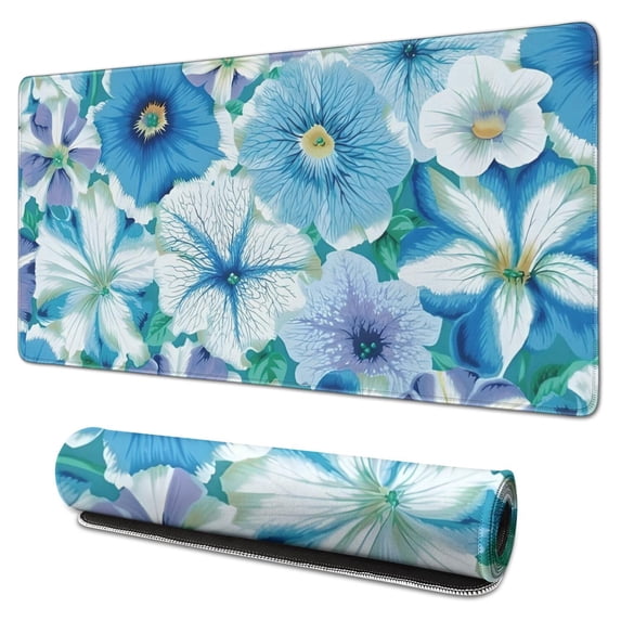Long Mouse Pads for Desk,Pioneer Flower Floral Print Pattern Desk Mats on Top Of Desks, Desk Mouse Pad Extra Large with 3mm Non-Slip Base and Stitched Edge for Gaming,Office,Work,Home 31.5"x15.7"