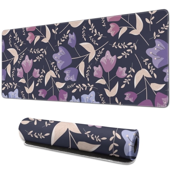 Long Mouse Pads for Desk,Pioneer Flower Floral Print Pattern Desk Mats on Top Of Desks, Desk Mouse Pad Extra Large with 3mm Non-Slip Base and Stitched Edge for Gaming,Office,Work,Home 31.5"x11.8"