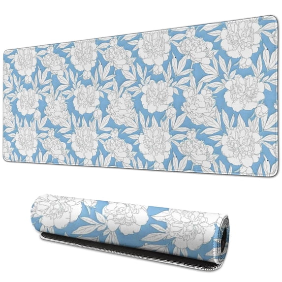 Long Mouse Pads for Desk,Pioneer Flower Floral Print Pattern Desk Mats on Top Of Desks, Desk Mouse Pad Extra Large with 3mm Non-Slip Base and Stitched Edge for Gaming,Office,Work,Home 31.5"x11.8"