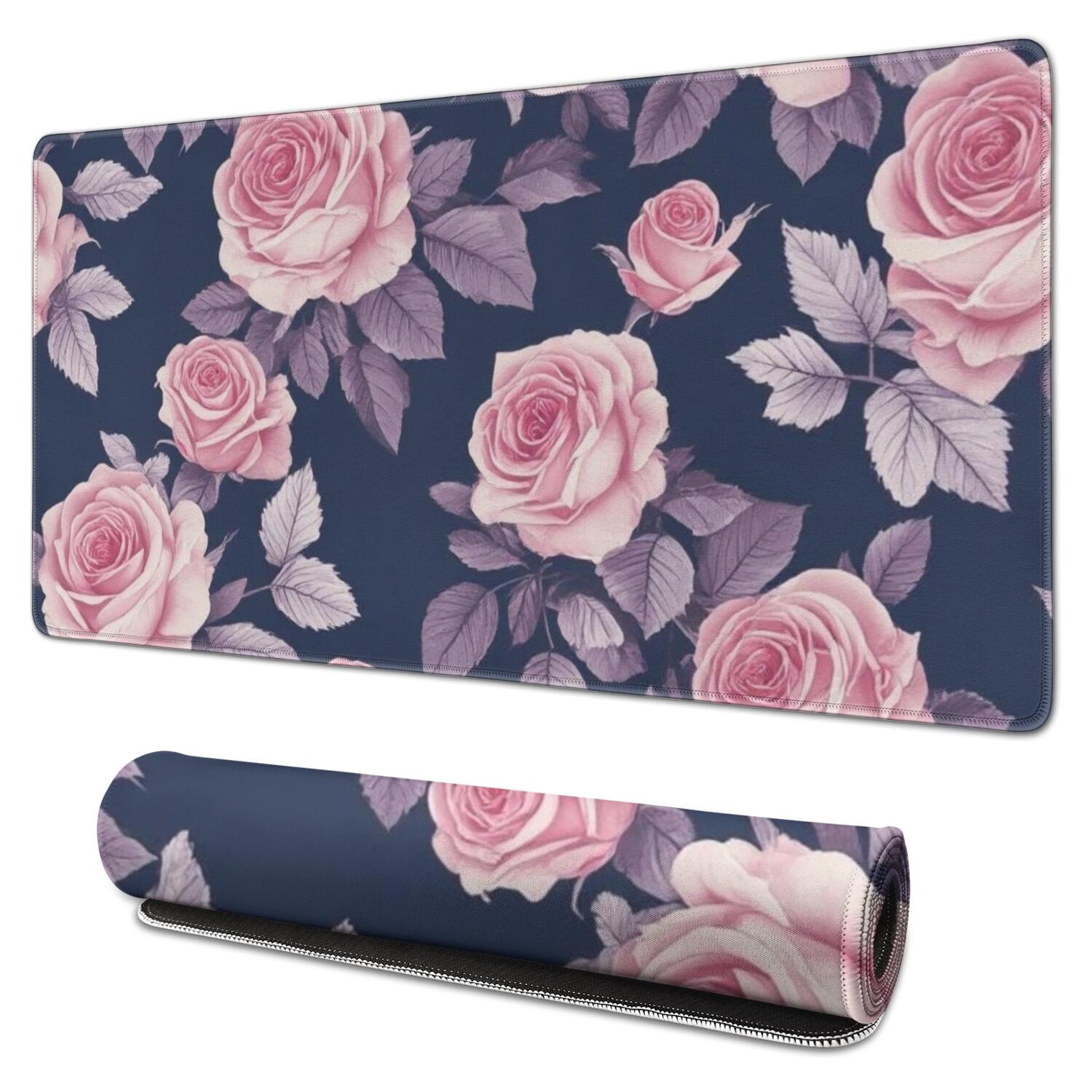Long Mouse Pads for Desk,Pioneer Flower Floral Print Pattern Desk Mats on Top Of Desks, Desk Mouse Pad Extra Large with 3mm Non-Slip Base and Stitched Edge for Gaming,Office,Work,Home 31.5"x15.7"