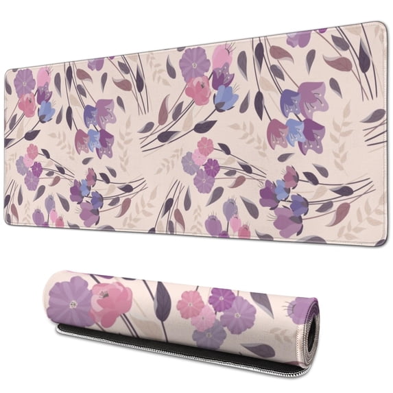 Long Mouse Pads for Desk,Pioneer Flower Floral Print Pattern Desk Mats on Top Of Desks, Desk Mouse Pad Extra Large with 3mm Non-Slip Base and Stitched Edge for Gaming,Office,Work,Home 31.5"x11.8"