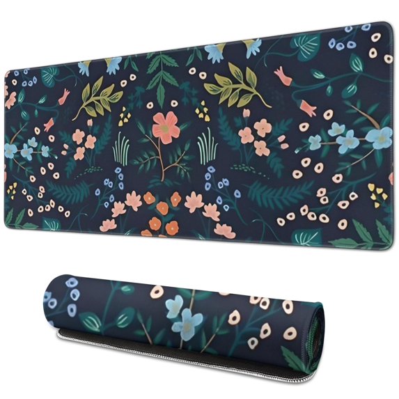 Long Mouse Pads for Desk,Pioneer Flower Floral Print Pattern Desk Mats on Top Of Desks, Desk Mouse Pad Extra Large with 3mm Non-Slip Base and Stitched Edge for Gaming,Office,Work,Home 31.5"x11.8"