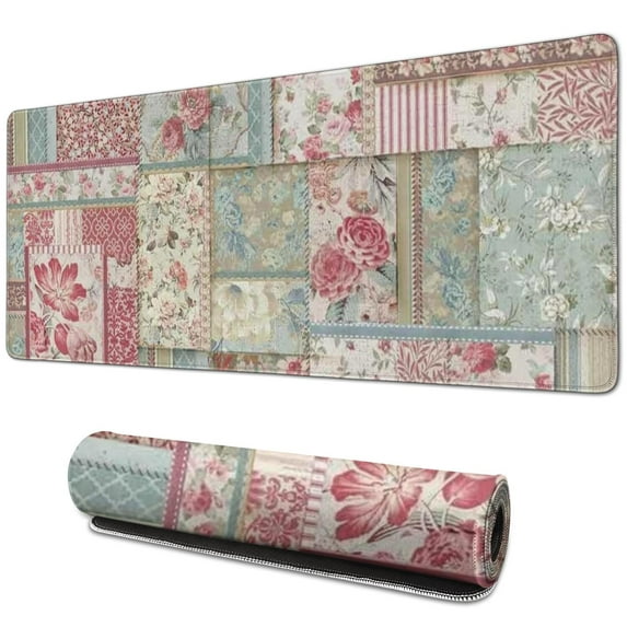 Long Mouse Pads for Desk,Pioneer Flower Floral Print Pattern Desk Mats on Top Of Desks, Desk Mouse Pad Extra Large with 3mm Non-Slip Base and Stitched Edge for Gaming,Office,Work,Home 31.5"x11.8"