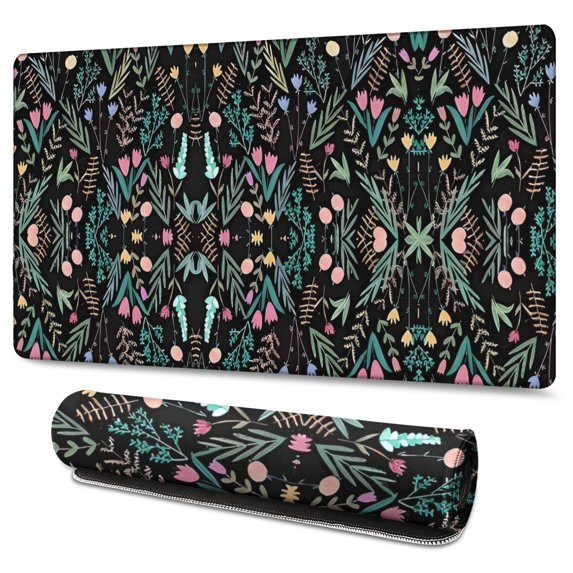 Long Mouse Pads for Desk,Pioneer Flower Floral Print Pattern Desk Mats on Top Of Desks, Desk Mouse Pad Extra Large with 3mm Non-Slip Base and Stitched Edge for Gaming,Office,Work,Home 47.3"x23.6"