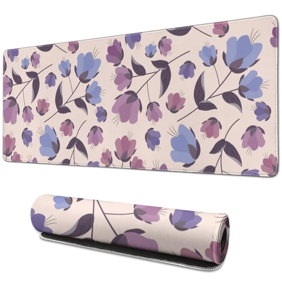 Long Mouse Pads for Desk,Pioneer Flower Floral Print Pattern Desk Mats on Top Of Desks, Desk Mouse Pad Extra Large with 3mm Non-Slip Base and Stitched Edge for Gaming,Office,Work,Home 31.5"x11.8"