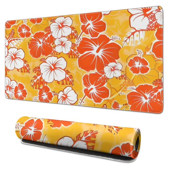 Long Mouse Pads for Desk,Pioneer Flower Floral Print Pattern Desk Mats on Top Of Desks, Desk Mouse Pad Extra Large with 3mm Non-Slip Base and Stitched Edge for Gaming,Office,Work,Home 31.5"x15.7"