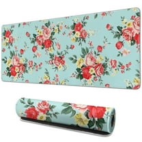 Long Mouse Pads for Desk,Pioneer Flower Floral Print Pattern Desk Mats on Top Of Desks, Desk Mouse Pad Extra Large with 3mm Non-Slip Base and Stitched Edge for Gaming,Office,Work,Home 31.5"x11.8"