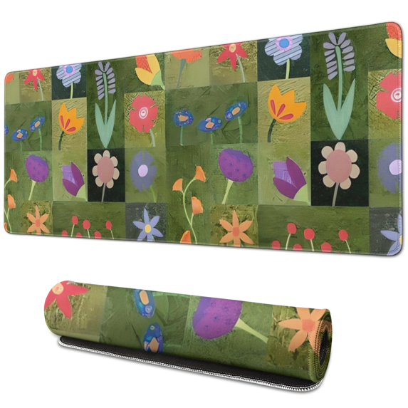 Long Mouse Pads for Desk,Pioneer Flower Floral Print Pattern Desk Mats on Top Of Desks, Desk Mouse Pad Extra Large with 3mm Non-Slip Base and Stitched Edge for Gaming,Office,Work,Home 31.5"x11.8"