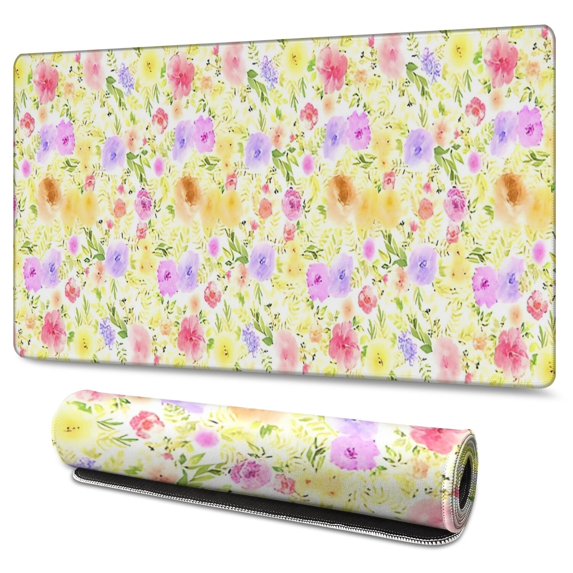 Long Mouse Pads for Desk,Pioneer Flower Floral Print Pattern Desk Mats on Top Of Desks, Desk Mouse Pad Extra Large with 3mm Non-Slip Base and Stitched Edge for Gaming,Office,Work,Home 47.3"x23.6"