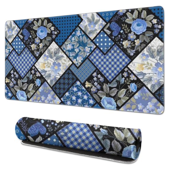Long Mouse Pads for Desk,Pioneer Flower Floral Print Pattern Desk Mats on Top Of Desks, Desk Mouse Pad Extra Large with 3mm Non-Slip Base and Stitched Edge for Gaming,Office,Work,Home 31.5"x15.7"