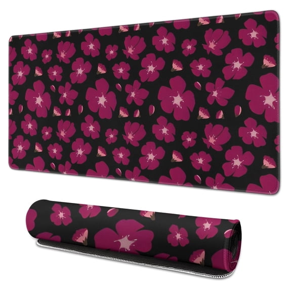 Long Mouse Pads for Desk,Pioneer Flower Floral Print Pattern Desk Mats on Top Of Desks, Desk Mouse Pad Extra Large with 3mm Non-Slip Base and Stitched Edge for Gaming,Office,Work,Home 31.5"x15.7"