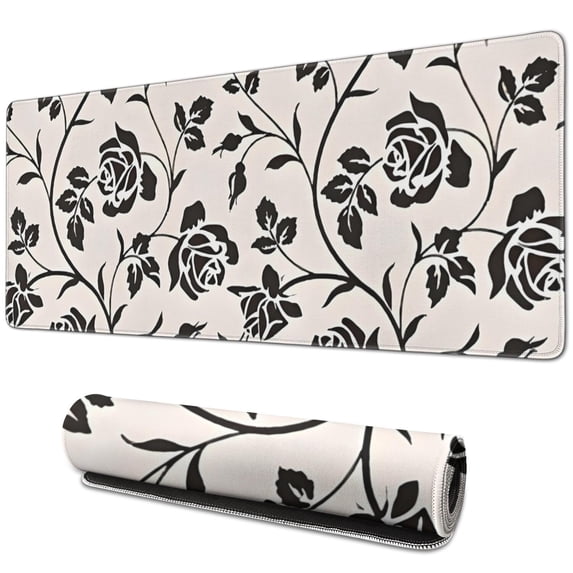 Long Mouse Pads for Desk,Pioneer Flower Floral Print Pattern Desk Mats on Top Of Desks, Desk Mouse Pad Extra Large with 3mm Non-Slip Base and Stitched Edge for Gaming,Office,Work,Home 31.5"x11.8"