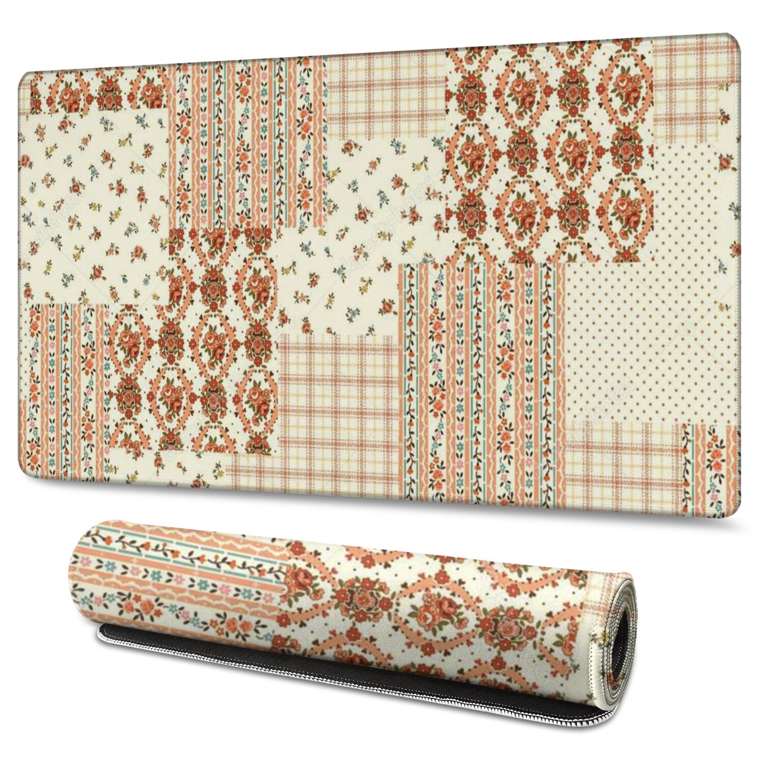 Long Mouse Pads for Desk,Pioneer Flower Floral Print Pattern Desk Mats on Top Of Desks, Desk Mouse Pad Extra Large with 3mm Non-Slip Base and Stitched Edge for Gaming,Office,Work,Home 47.3"x23.6"