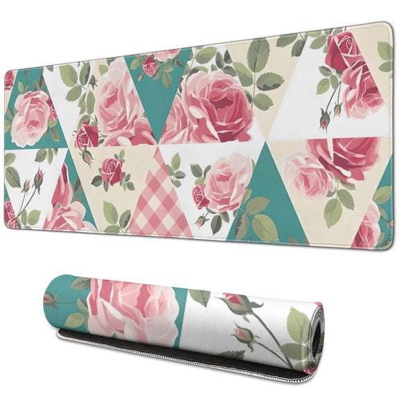 Long Mouse Pads for Desk,Pioneer Flower Floral Print Pattern Desk Mats on Top Of Desks, Desk Mouse Pad Extra Large with 3mm Non-Slip Base and Stitched Edge for Gaming,Office,Work,Home 31.5"x11.8"