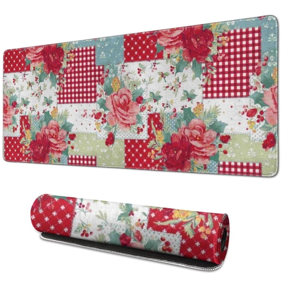 Long Mouse Pads for Desk,Pioneer Flower Floral Print Pattern Desk Mats on Top Of Desks, Desk Mouse Pad Extra Large with 3mm Non-Slip Base and Stitched Edge for Gaming,Office,Work,Home 31.5"x11.8"