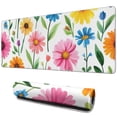 thumbnail image 1 of Long Mouse Pads for Desk,Pioneer Flower Floral Print Pattern Desk Mats on Top Of Desks, Desk Mouse Pad Extra Large with 3mm Non-Slip Base and Stitched Edge for Gaming,Office,Work,Home 31.5"x11.8", 1 of 6
