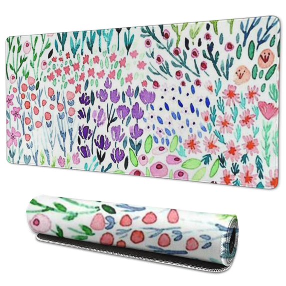 Long Mouse Pads for Desk,Pioneer Flower Floral Print Pattern Desk Mats on Top Of Desks, Desk Mouse Pad Extra Large with 3mm Non-Slip Base and Stitched Edge for Gaming,Office,Work,Home 35.4"x15.7"