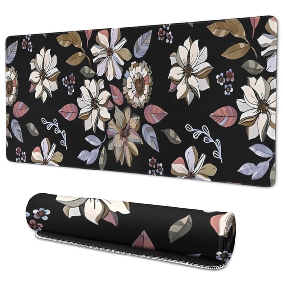 Long Mouse Pads for Desk,Pioneer Flower Floral Print Pattern Desk Mats on Top Of Desks, Desk Mouse Pad Extra Large with 3mm Non-Slip Base and Stitched Edge for Gaming,Office,Work,Home 35.4"x15.7"