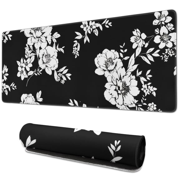 Long Mouse Pads for Desk,Pioneer Flower Floral Print Pattern Desk Mats on Top Of Desks, Desk Mouse Pad Extra Large with 3mm Non-Slip Base and Stitched Edge for Gaming,Office,Work,Home 31.5"x11.8"