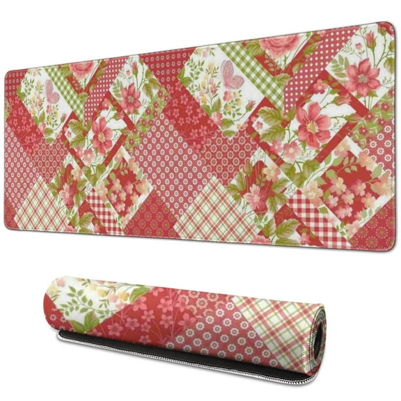 Long Mouse Pads for Desk,Pioneer Flower Floral Print Pattern Desk Mats on Top Of Desks, Desk Mouse Pad Extra Large with 3mm Non-Slip Base and Stitched Edge for Gaming,Office,Work,Home 31.5"x11.8"