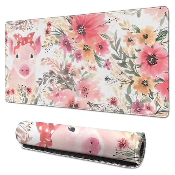 Long Mouse Pads for Desk,Pioneer Flower Floral Print Pattern Desk Mats on Top Of Desks, Desk Mouse Pad Extra Large with 3mm Non-Slip Base and Stitched Edge for Gaming,Office,Work,Home 31.5"x15.7"
