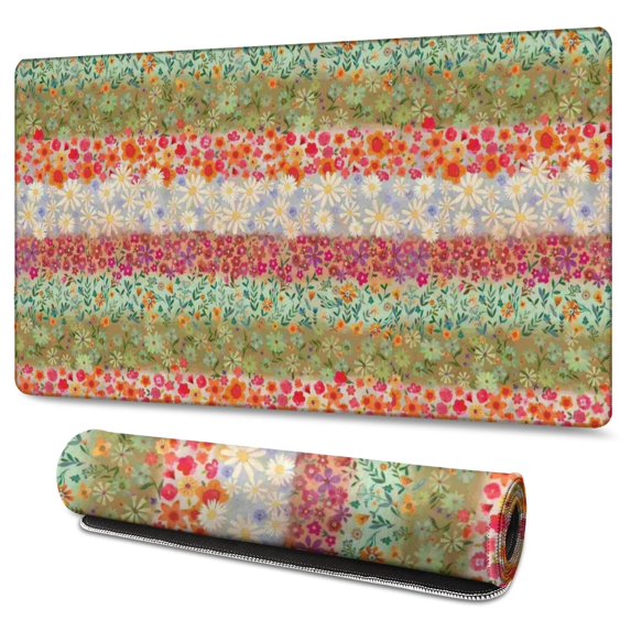 Long Mouse Pads for Desk,Pioneer Flower Floral Print Pattern Desk Mats on Top Of Desks, Desk Mouse Pad Extra Large with 3mm Non-Slip Base and Stitched Edge for Gaming,Office,Work,Home 47.3"x23.6"