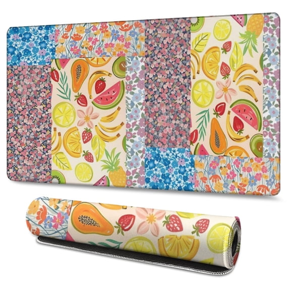 Long Mouse Pads for Desk,Pioneer Flower Floral Print Pattern Desk Mats on Top Of Desks, Desk Mouse Pad Extra Large with 3mm Non-Slip Base and Stitched Edge for Gaming,Office,Work,Home 47.3"x23.6"