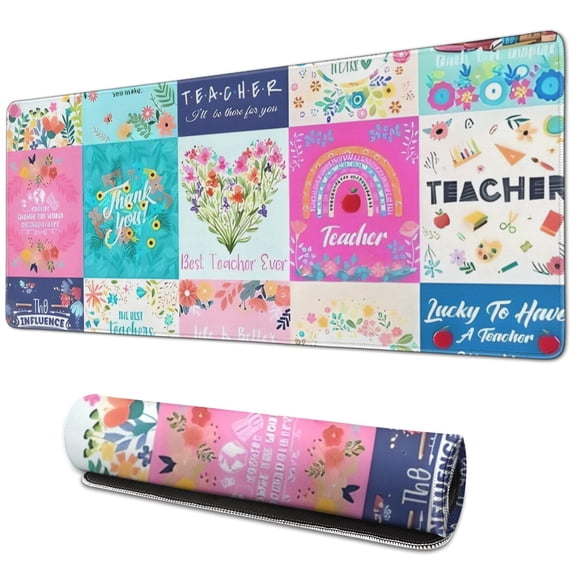 Long Mouse Pads for Desk,Pioneer Flower Floral Print Pattern Desk Mats on Top Of Desks, Desk Mouse Pad Extra Large with 3mm Non-Slip Base and Stitched Edge for Gaming,Office,Work,Home 31.5"x11.8"