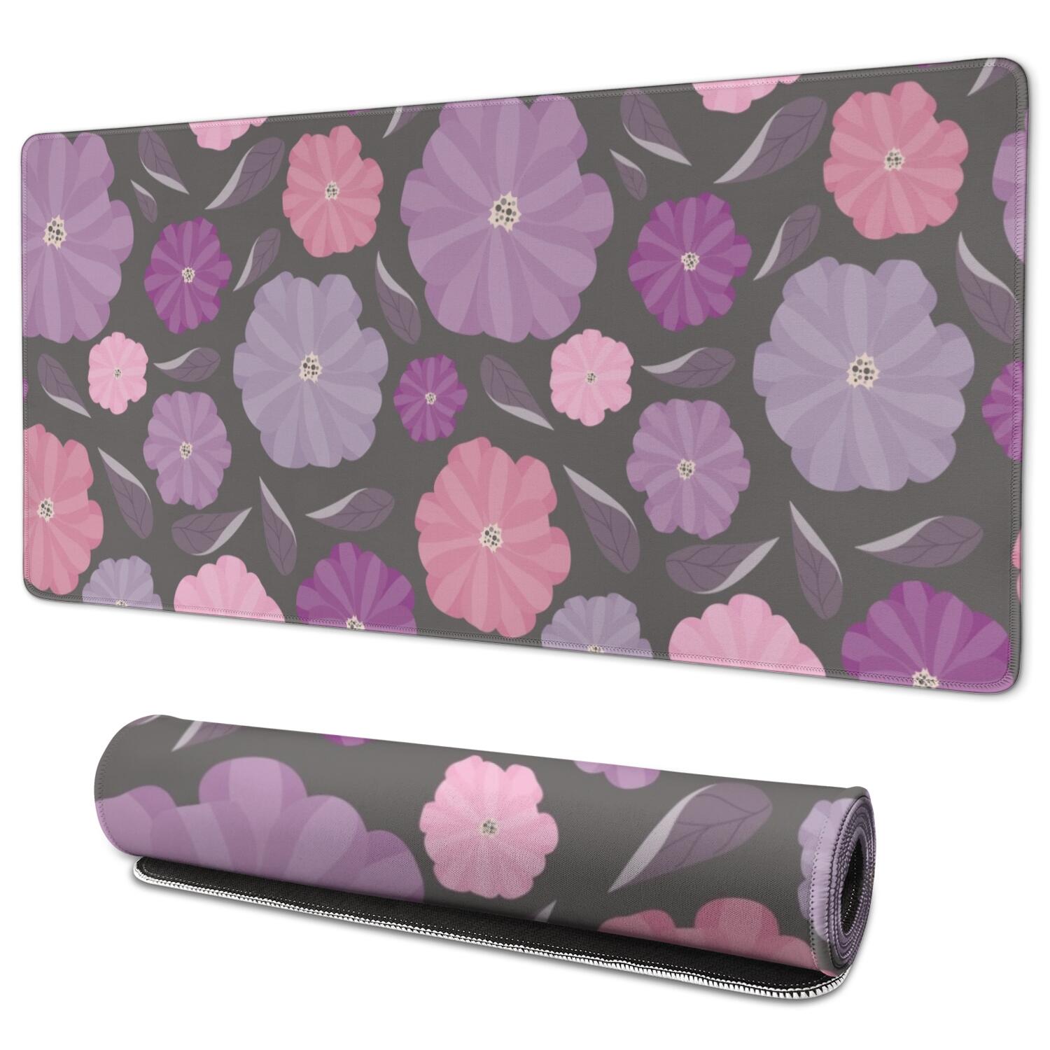 Long Mouse Pads for Desk,Pioneer Flower Floral Print Pattern Desk Mats on Top Of Desks, Desk Mouse Pad Extra Large with 3mm Non-Slip Base and Stitched Edge for Gaming,Office,Work,Home 35.4"x15.7"