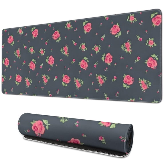 Long Mouse Pads for Desk,Pioneer Flower Floral Print Pattern Desk Mats on Top Of Desks, Desk Mouse Pad Extra Large with 3mm Non-Slip Base and Stitched Edge for Gaming,Office,Work,Home 31.5"x11.8"