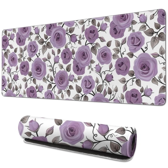Long Mouse Pads for Desk,Pioneer Flower Floral Print Pattern Desk Mats on Top Of Desks, Desk Mouse Pad Extra Large with 3mm Non-Slip Base and Stitched Edge for Gaming,Office,Work,Home 31.5"x11.8"