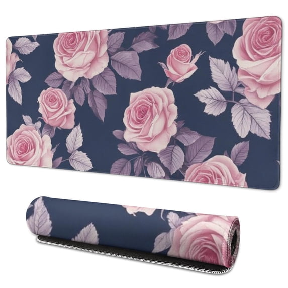 Long Mouse Pads for Desk,Pioneer Flower Floral Print Pattern Desk Mats on Top Of Desks, Desk Mouse Pad Extra Large with 3mm Non-Slip Base and Stitched Edge for Gaming,Office,Work,Home 35.4"x15.7"