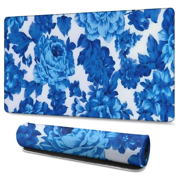 Long Mouse Pads for Desk,Pioneer Flower Floral Print Pattern Desk Mats on Top Of Desks, Desk Mouse Pad Extra Large with 3mm Non-Slip Base and Stitched Edge for Gaming,Office,Work,Home 47.3"x23.6"