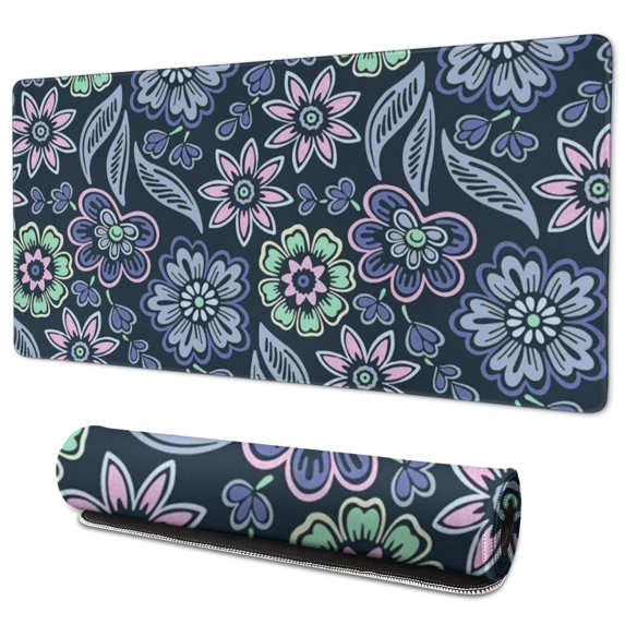 Long Mouse Pads for Desk,Pioneer Flower Floral Print Pattern Desk Mats on Top Of Desks, Desk Mouse Pad Extra Large with 3mm Non-Slip Base and Stitched Edge for Gaming,Office,Work,Home 35.4"x15.7"