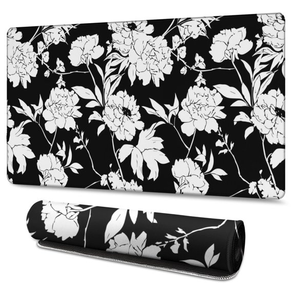 Long Mouse Pads for Desk,Pioneer Flower Floral Print Pattern Desk Mats on Top Of Desks, Desk Mouse Pad Extra Large with 3mm Non-Slip Base and Stitched Edge for Gaming,Office,Work,Home 47.3"x23.6"