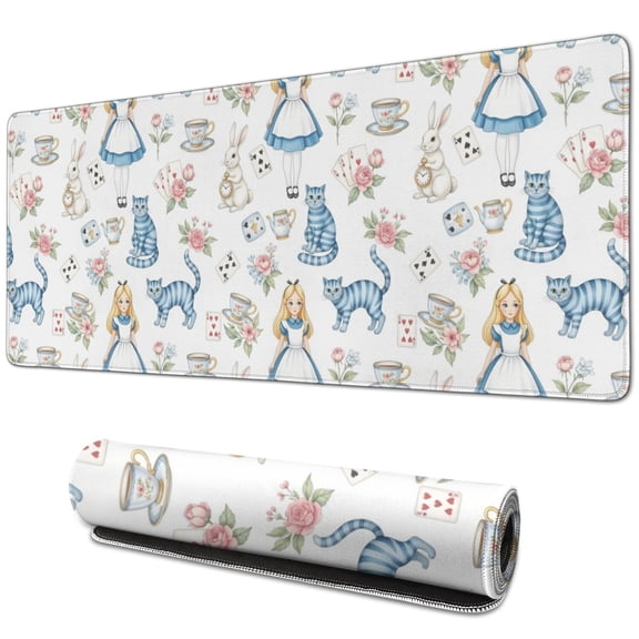Long Mouse Pads for Desk,Princess Pattern Desk Mats on Top Of Desks, Desk Mouse Pad Extra Large with 3mm Non-Slip Base and Stitched Edge for Gaming,Office,Work,Home 31.5"x11.8"