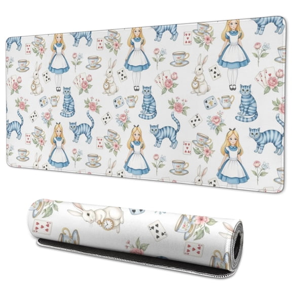 Long Mouse Pads for Desk,Princess Pattern Desk Mats on Top Of Desks, Desk Mouse Pad Extra Large with 3mm Non-Slip Base and Stitched Edge for Gaming,Office,Work,Home 35.4"x15.7"
