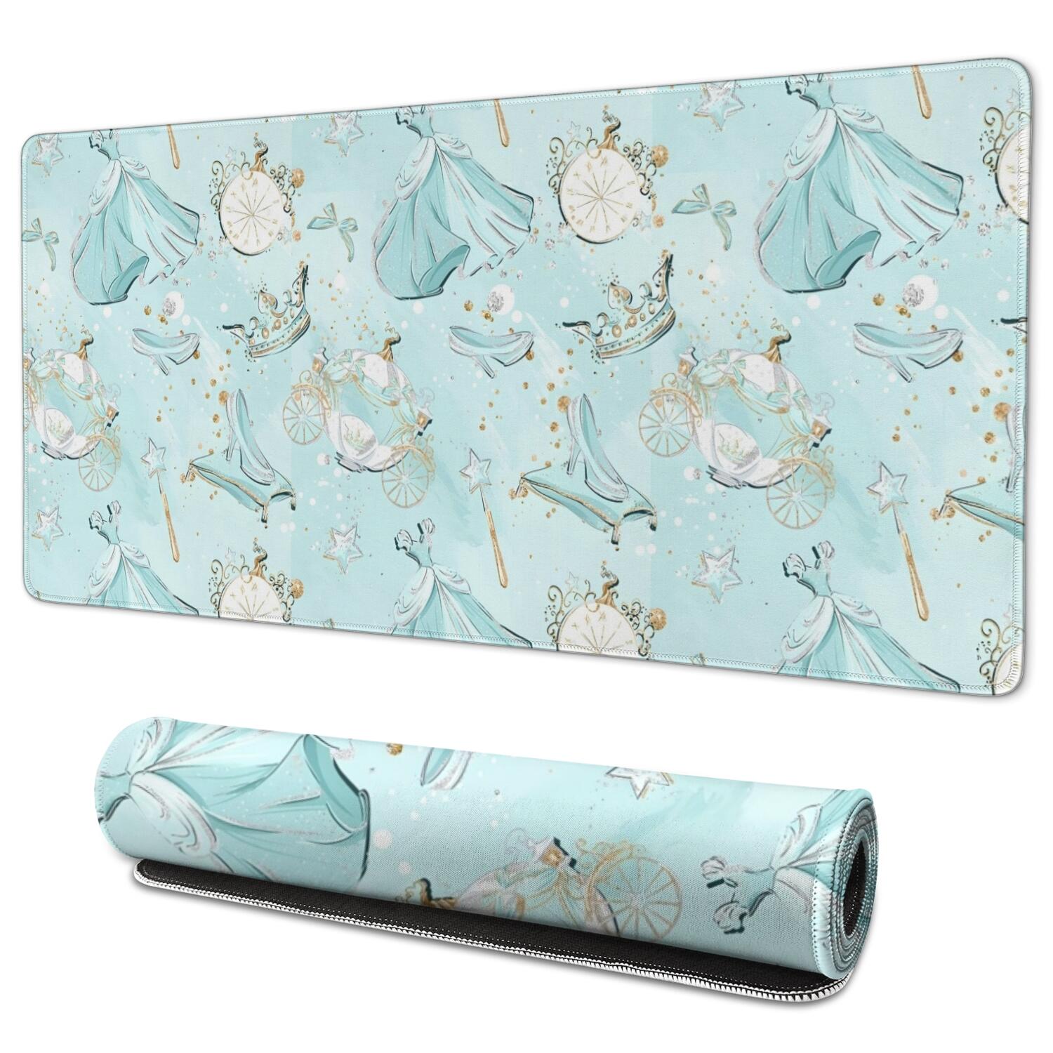 Long Mouse Pads for Desk,Princess Pattern Desk Mats on Top Of Desks, Desk Mouse Pad Extra Large with 3mm Non-Slip Base and Stitched Edge for Gaming,Office,Work,Home 35.4"x15.7"
