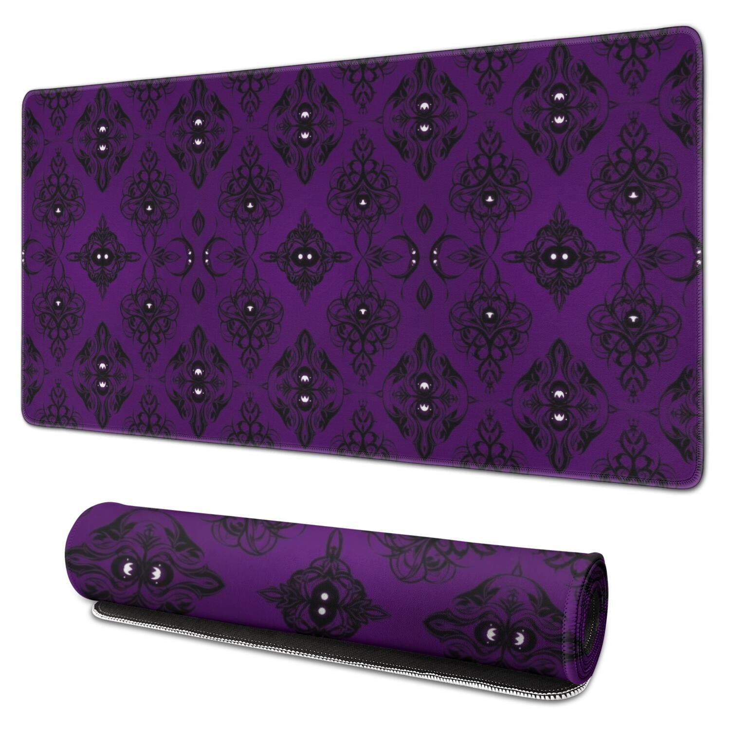 Long Mouse Pads for Desk,Purple Black Ornament Eye Pattern Desk Mats on Top Of Desks, Desk Mouse Pad Extra Large with 3mm Non-Slip Base and Stitched Edge for Gaming,Office,Work,Home 31.5"x15.7"