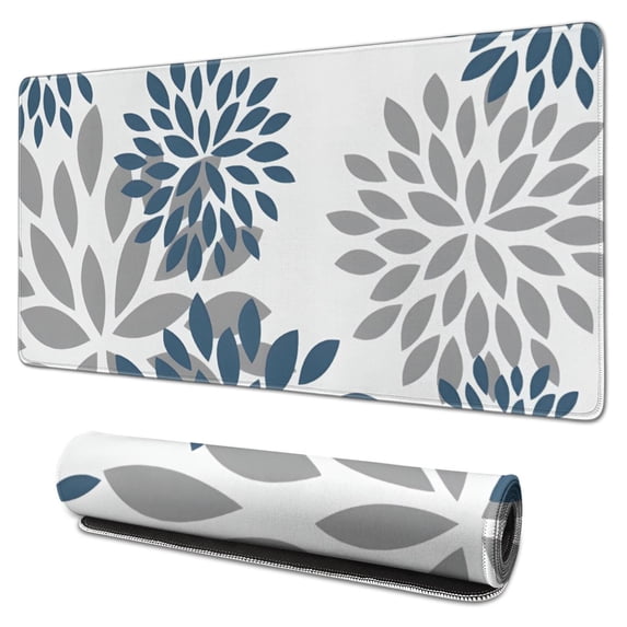 Long Mouse Pads for Desk,Purple Floral and Petal Pattern Desk Mats on Top Of Desks, Desk Mouse Pad Extra Large with 3mm Non-Slip Base and Stitched Edge for Gaming,Office,Work,Home 31.5"x15.7"