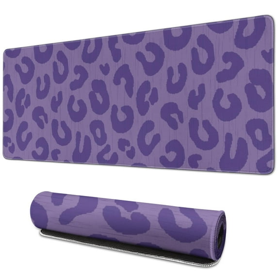 Long Mouse Pads for Desk,Purple Leopard Print Desk Mats on Top Of Desks, Desk Mouse Pad Extra Large with 3mm Non-Slip Base and Stitched Edge for Gaming,Office,Work,Home 31.5"x11.8"