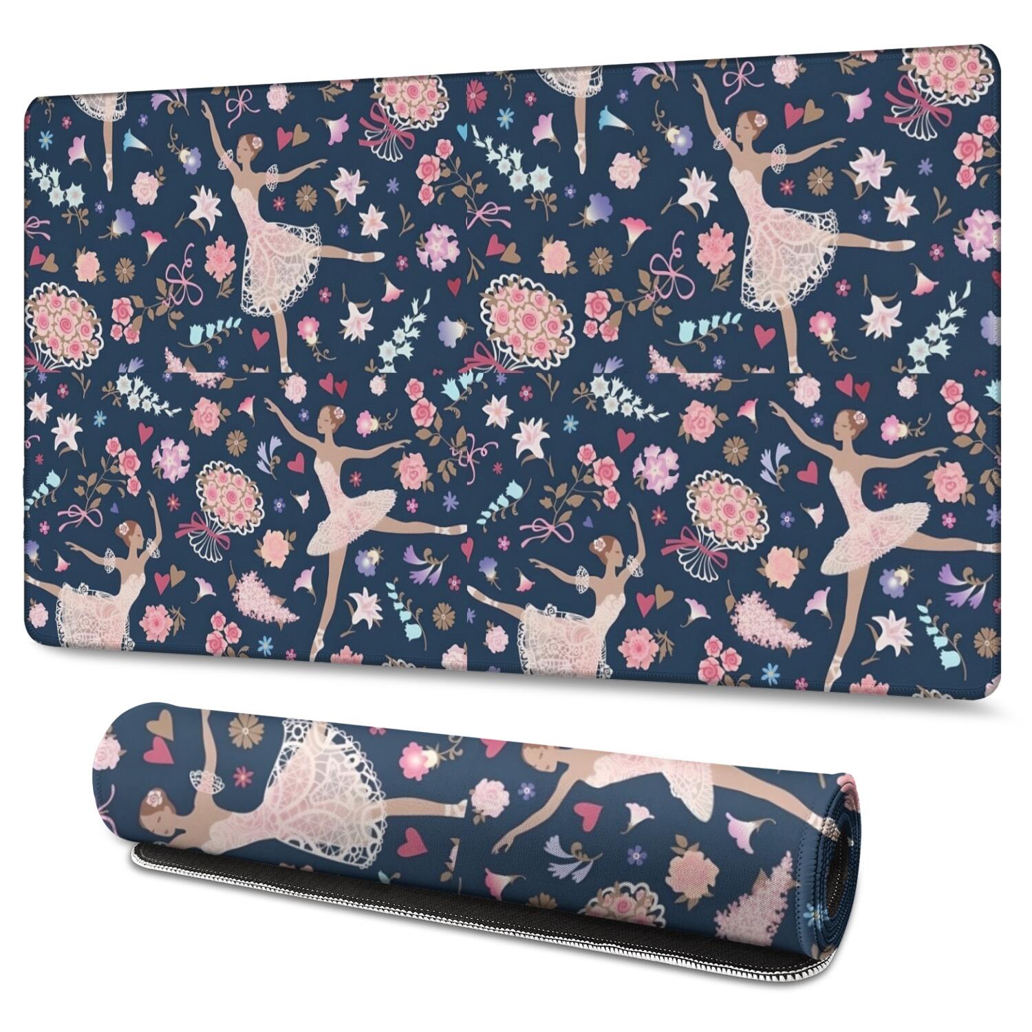Long Mouse Pads for Desk,Rainbow Princess Pattern Desk Mats on Top Of Desks, Desk Mouse Pad Extra Large with 3mm Non-Slip Base and Stitched Edge for Gaming,Office,Work,Home 47.3"x23.6"
