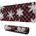 thumbnail image 1 of Long Mouse Pads for Desk,Red and Black Checkered Christmas Snowflake Desk Mats on Top Of Desks, Desk Mouse Pad Extra Large with 3mm Non-Slip Base and Stitched Edge for Gaming,Work,Home 31.5x11.8in, 1 of 4
