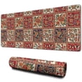 thumbnail image 1 of Long Mouse Pads for Desk,Red Boho Ethnic Floral Patchwork Pattern Desk Mats on Top Of Desks, Desk Mouse Pad Extra Large with 3mm Non-Slip Base and Stitched Edge for Gaming,Office,Work,Home 31.5"x11.8", 1 of 6
