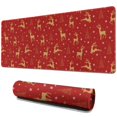 thumbnail image 1 of Long Mouse Pads for Desk,Red Christmas Golden Reindeer Pattern Desk Mats on Top Of Desks, Desk Mouse Pad Extra Large with 3mm Non-Slip Base and Stitched Edge for Gaming,Office,Work,Home 31.5x11.8in, 1 of 5