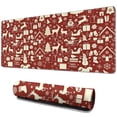thumbnail image 1 of Long Mouse Pads for Desk,Red Christmas Icon Pattern Desk Mats on Top Of Desks, Desk Mouse Pad Extra Large with 3mm Non-Slip Base and Stitched Edge for Gaming,Office,Work,Home 31.5x11.8in, 1 of 5