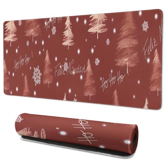 Long Mouse Pads for Desk,Red Christmas Tree Pattern Desk Mats on Top Of Desks, Desk Mouse Pad Extra Large with 3mm Non-Slip Base and Stitched Edge for Gaming,Office,Work,Home 35.4x15.7in