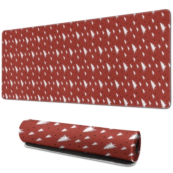 Long Mouse Pads for Desk,Red Christmas Tree Pattern Desk Mats on Top Of Desks, Desk Mouse Pad Extra Large with 3mm Non-Slip Base and Stitched Edge for Gaming,Office,Work,Home 31.5x11.8in