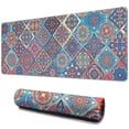 thumbnail image 1 of Long Mouse Pads for Desk,Red Floral Square Pattern Desk Mats on Top Of Desks, Desk Mouse Pad Extra Large with 3mm Non-Slip Base and Stitched Edge for Gaming,Office,Work,Home 31.5"x11.8", 1 of 6